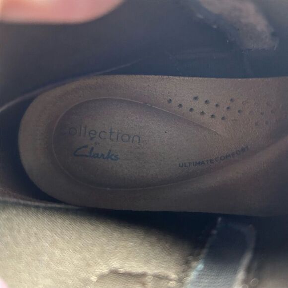 Clarks Caroline Orchid Chocolate Brown Leather Flat Ankle Boots Size 9.5 Wide - Picture 10 of 11